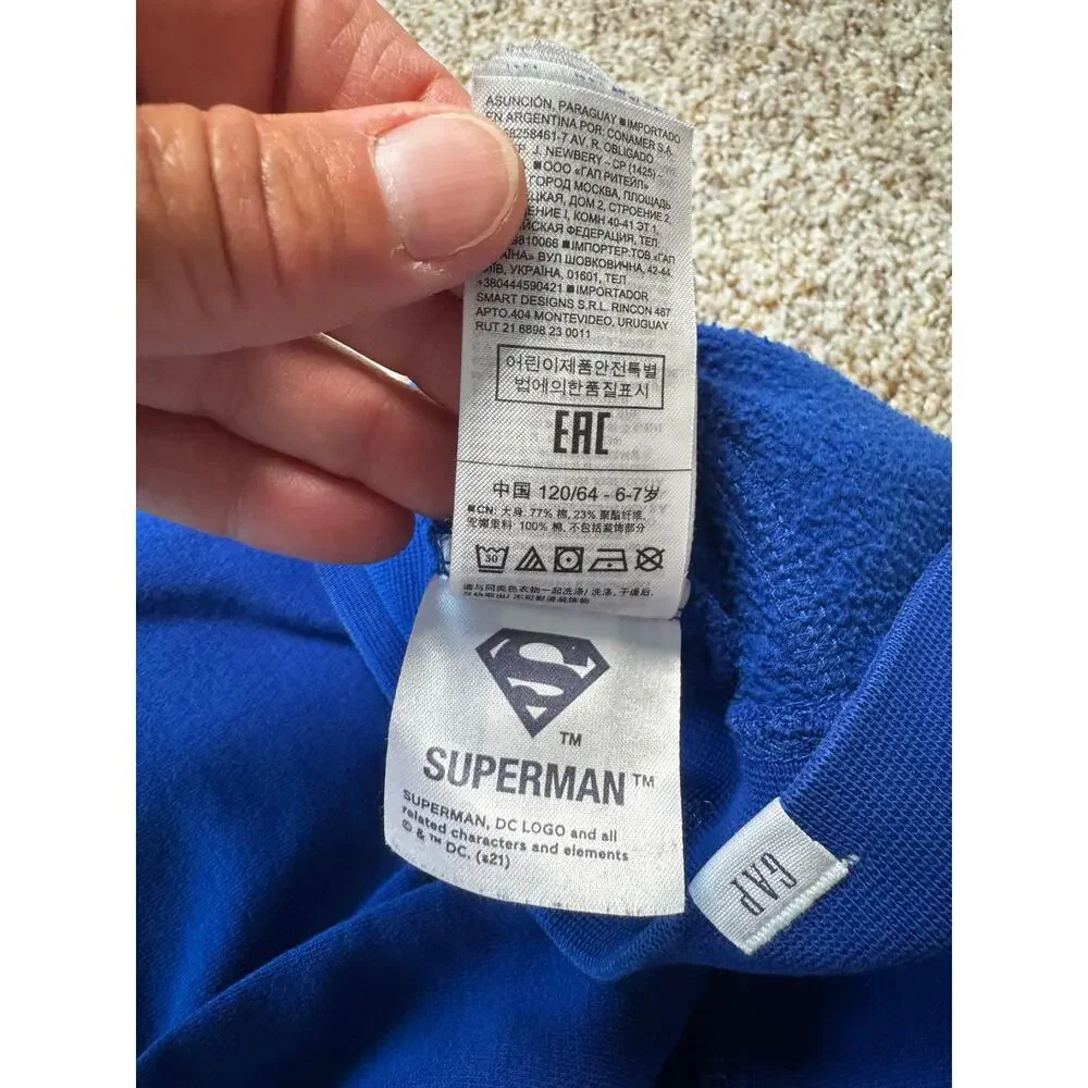 GAP Kids/DC Superman Boys zip up Hoodie/Sweatshirt, size 6-7,  Blue